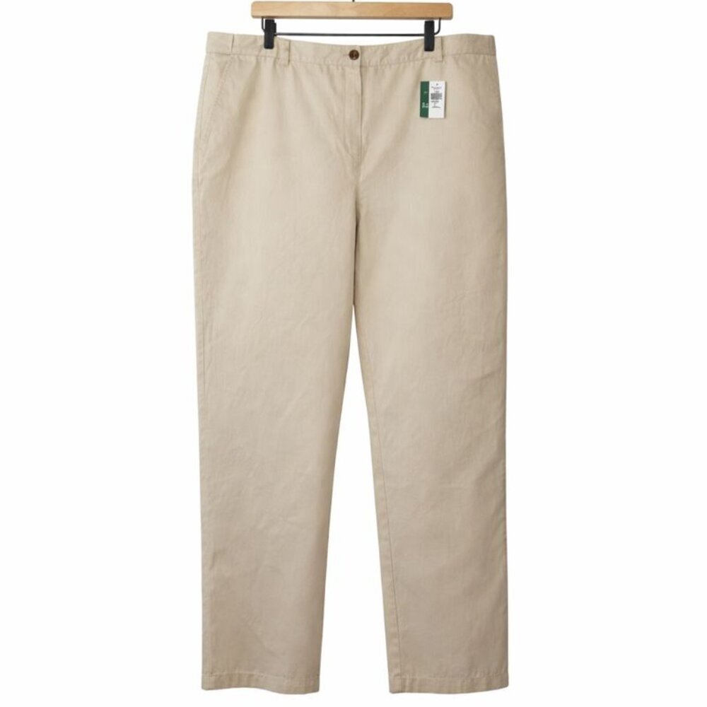 NWT L.L.Bean Bayside Twill Pants Hidden Comfort Waist 20W Khaki